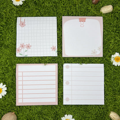 Pink Flower Grid Sticky Notes