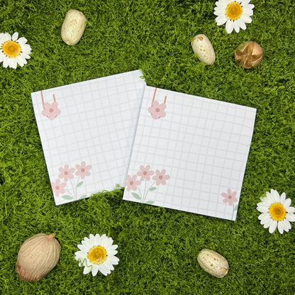 Pink Flower Grid Sticky Notes