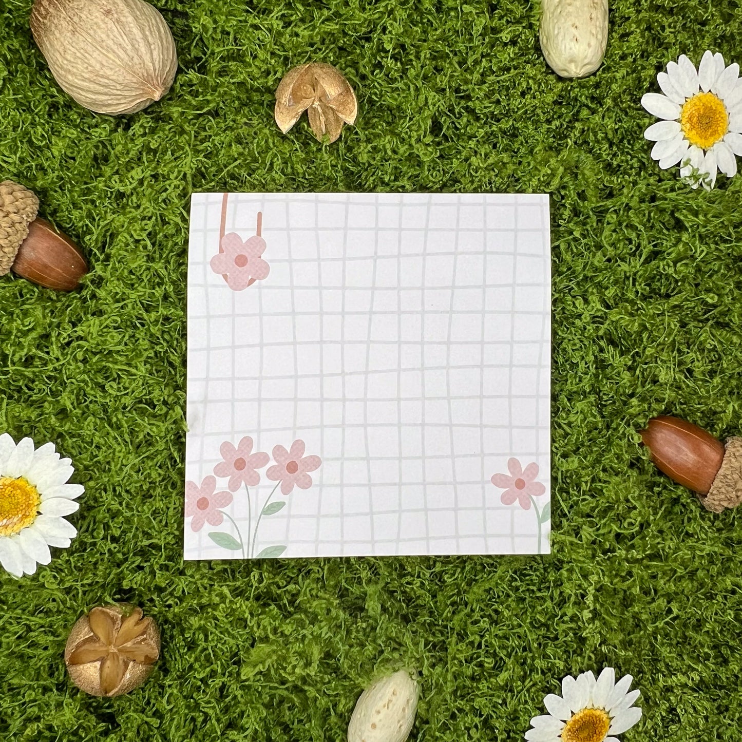 Pink Flower Grid Sticky Notes