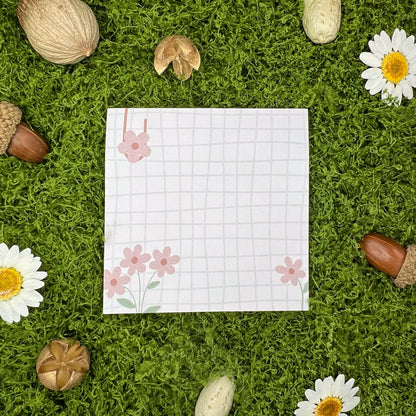 Pink Flower Grid Sticky Notes